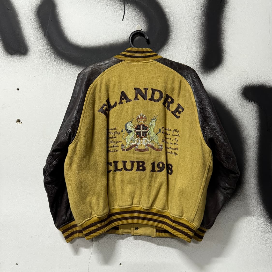 VTG 빈티지 올드스쿨 울 혼방 레더암 바시티 자켓 상품이미지1