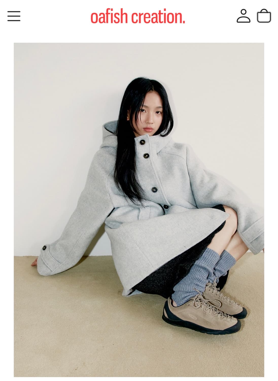 오피쉬 리치 울 하프 코트 그레이 상품이미지1