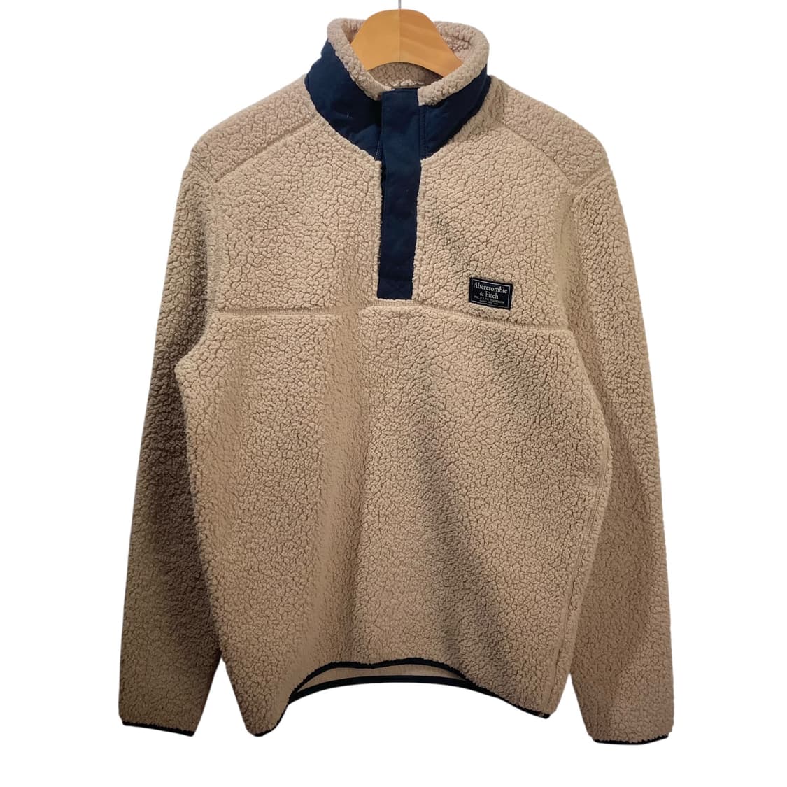 아베크롬비 베이지 플리스 반집업 상품이미지2