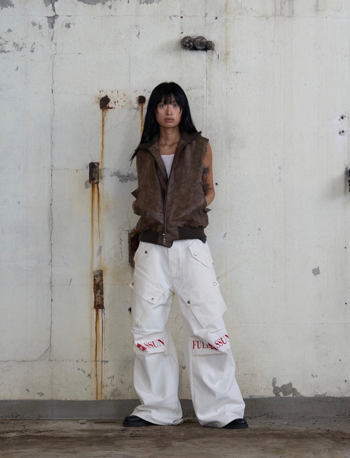 풀오브썬 레더 카고 베스트 브라운 상품이미지1