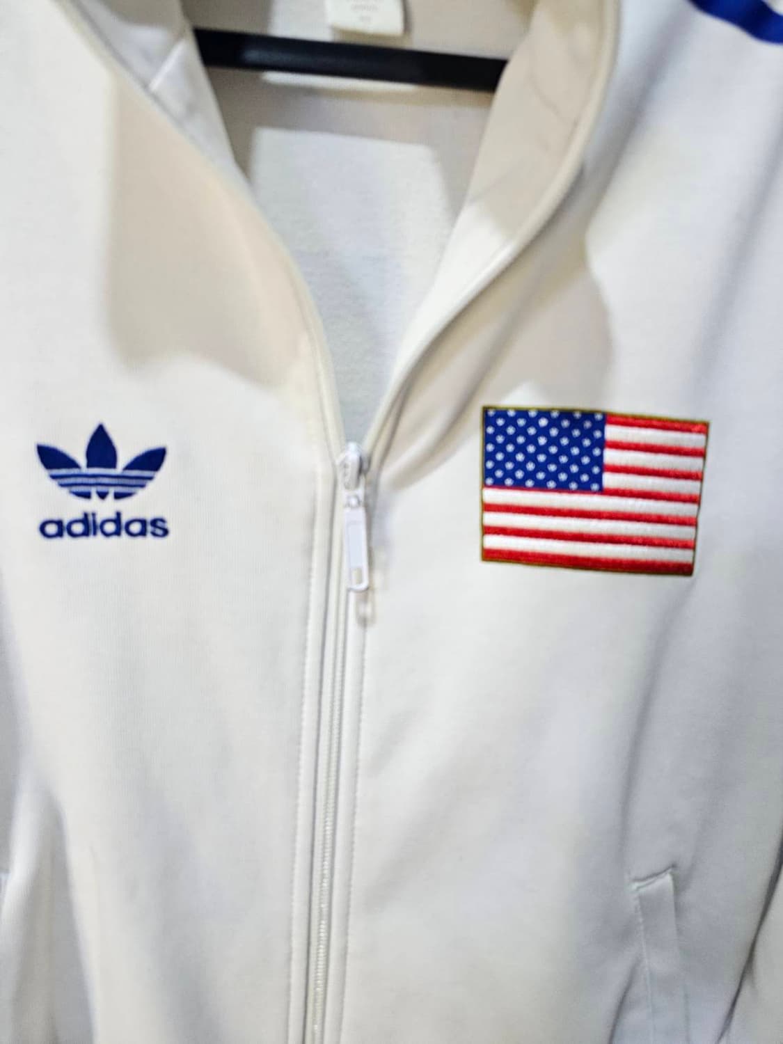 아디다스 미국 USA 화이트 트랙탑 져지집업 85~90/XS~S 상품이미지3
