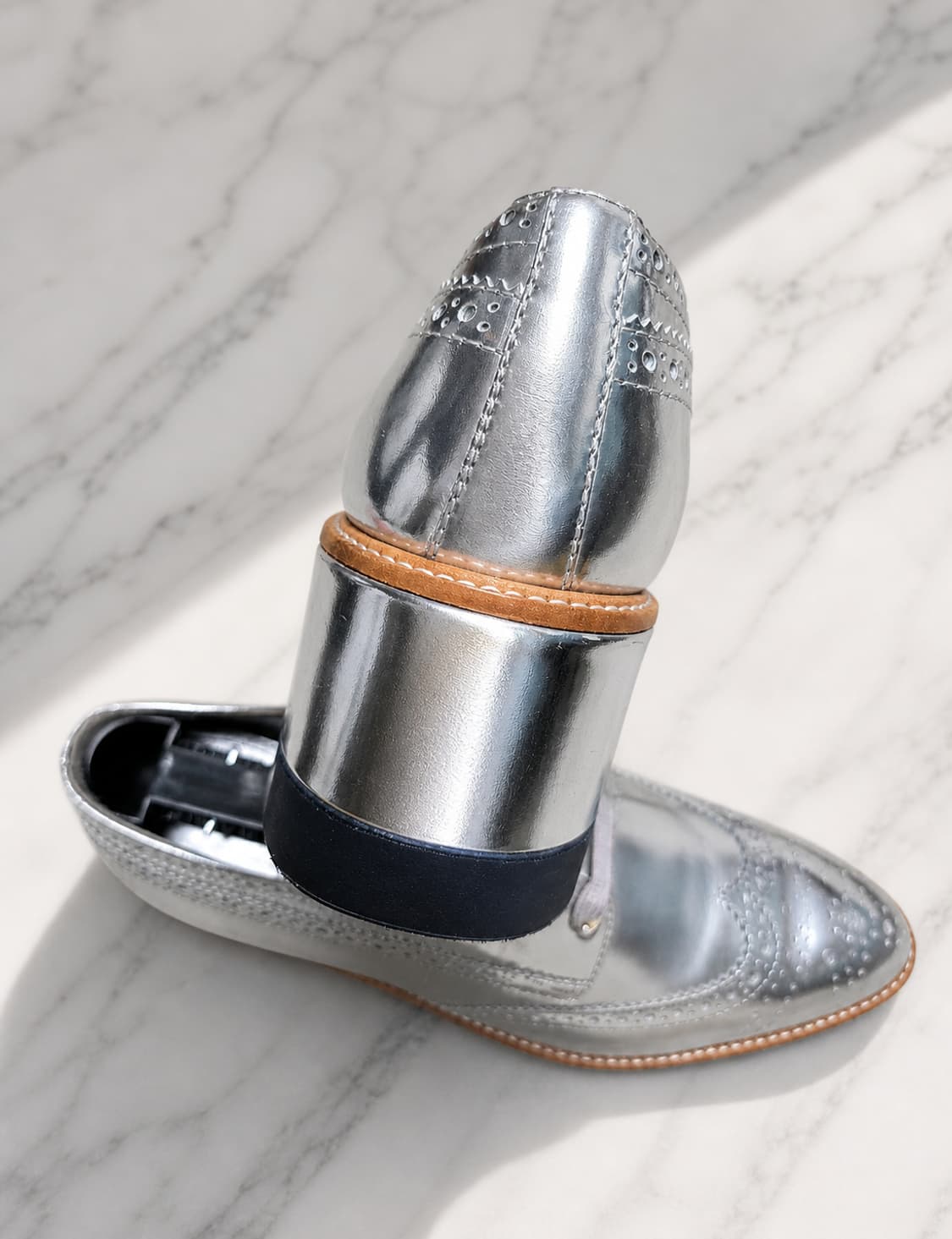 PRADA 메탈릭 실버 플랫폼 옥스포드 35.5 (굽 6cm) 상품이미지8