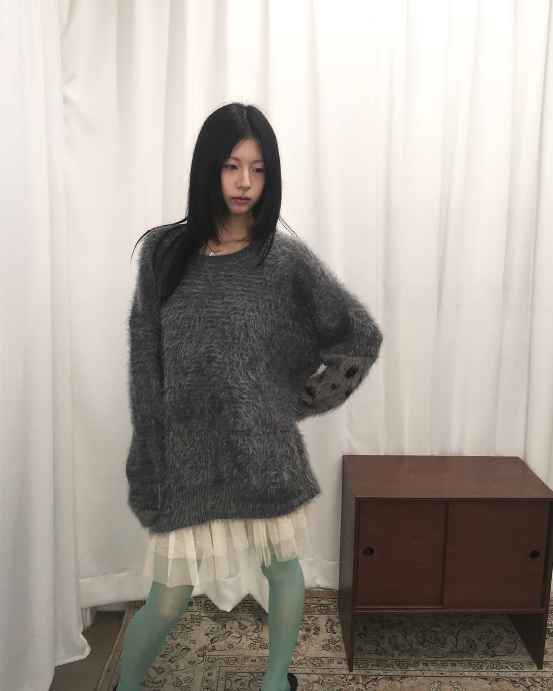 그레이 앙고라 니트 상품이미지1