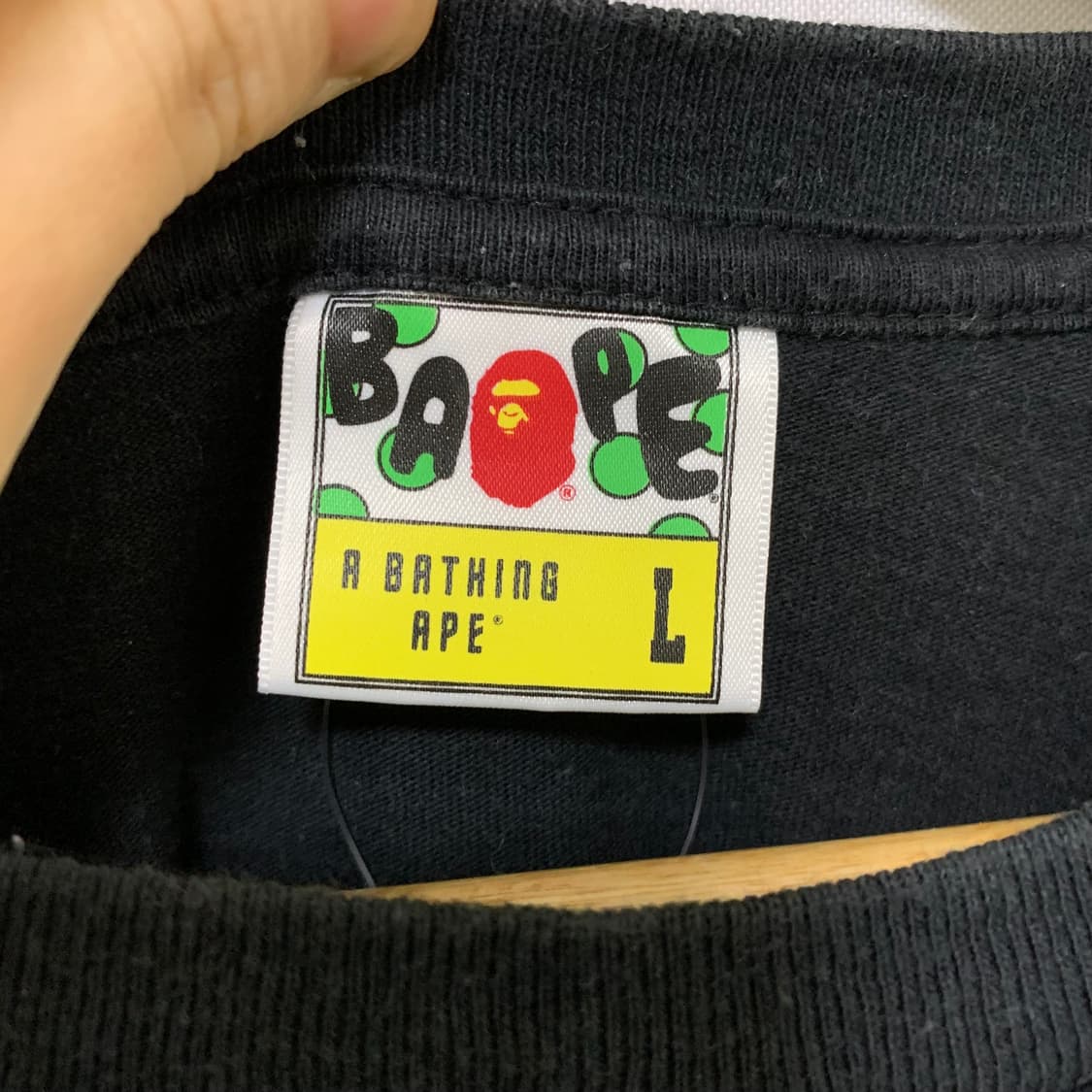 베이프 프린팅 블랙 베이직 반팔 티셔츠 L 빈티지 남녀공용 상품이미지3