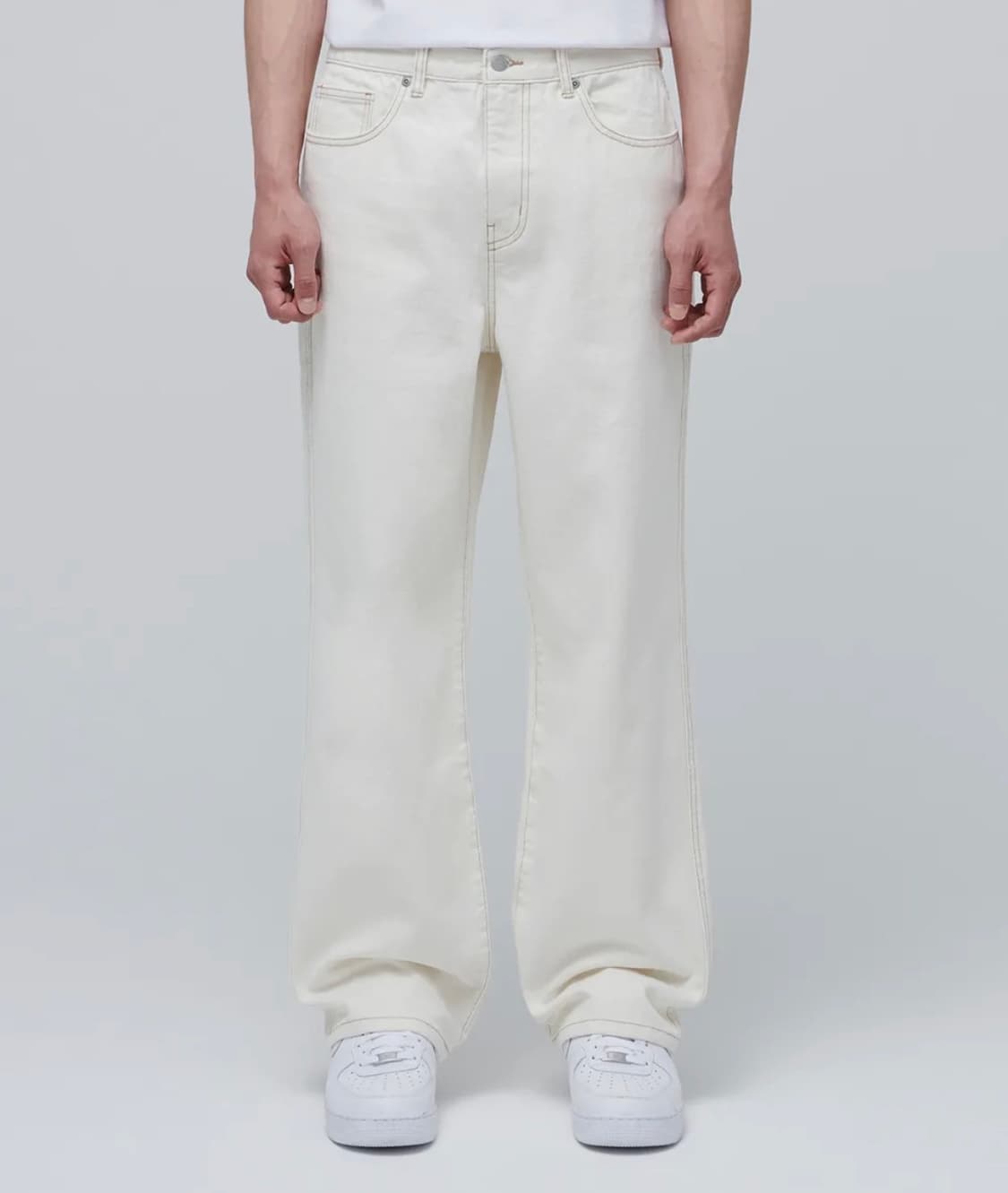 무탠다드 콘트라스트 스티치 레귤러핏 데님팬츠 크림 31 상품이미지1