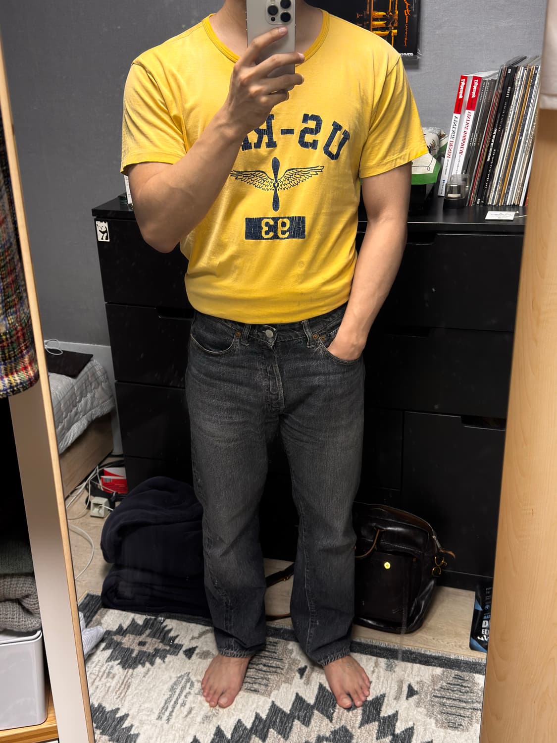 [M] RRL 그래픽 반팔 티셔츠 옐로우 상품이미지5