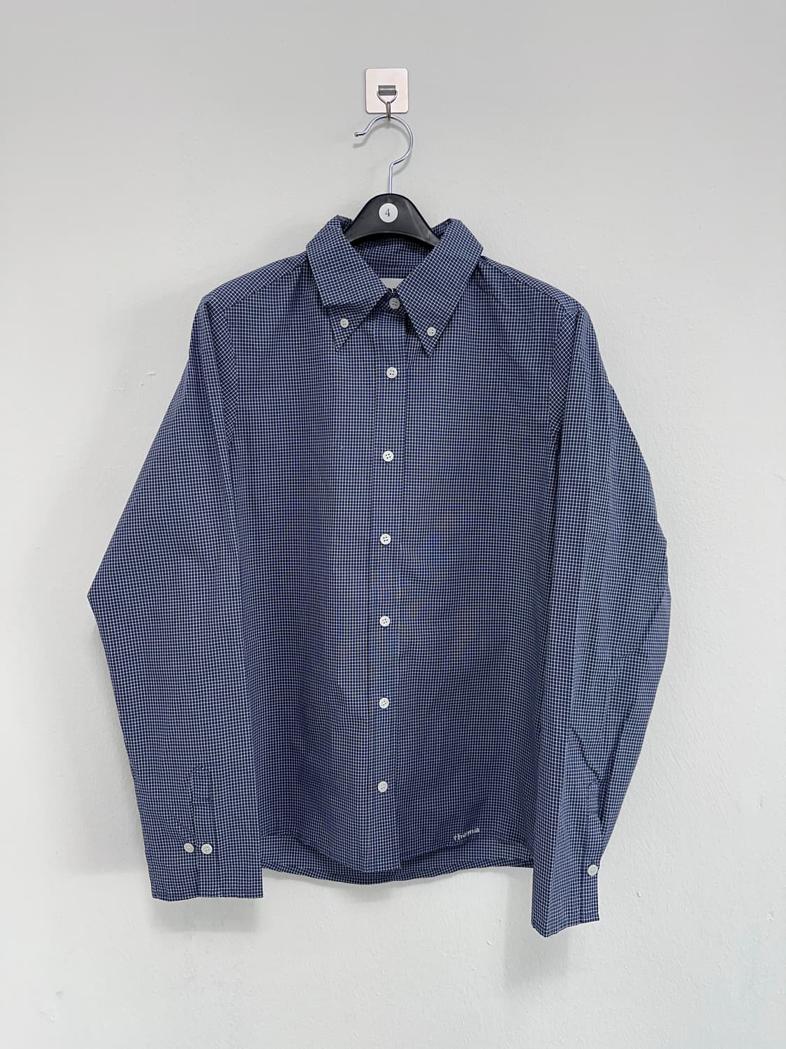 thema check shirts navy 상품이미지1
