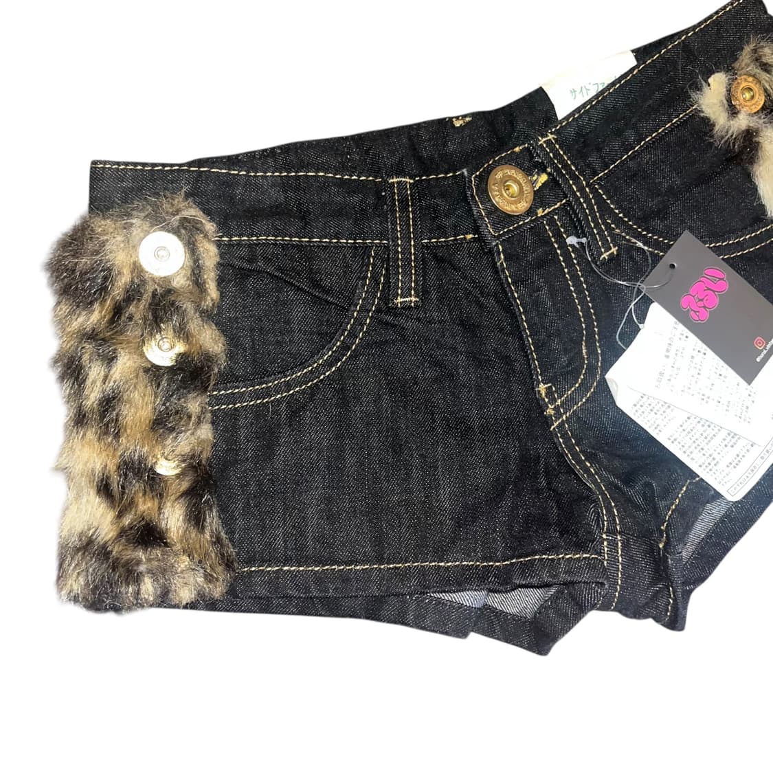 d.i.a 다이아 사이드 호피퍼 데님 숏팬츠 갸루y2k펑크 상품이미지2