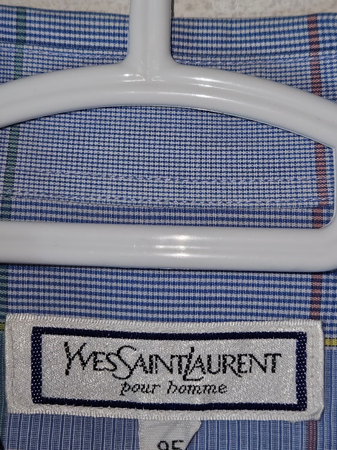 입생로랑 YSL 정품 스카이블루 반팔셔츠 하프 옴므 빈티지 올드스쿨 95 상품이미지5