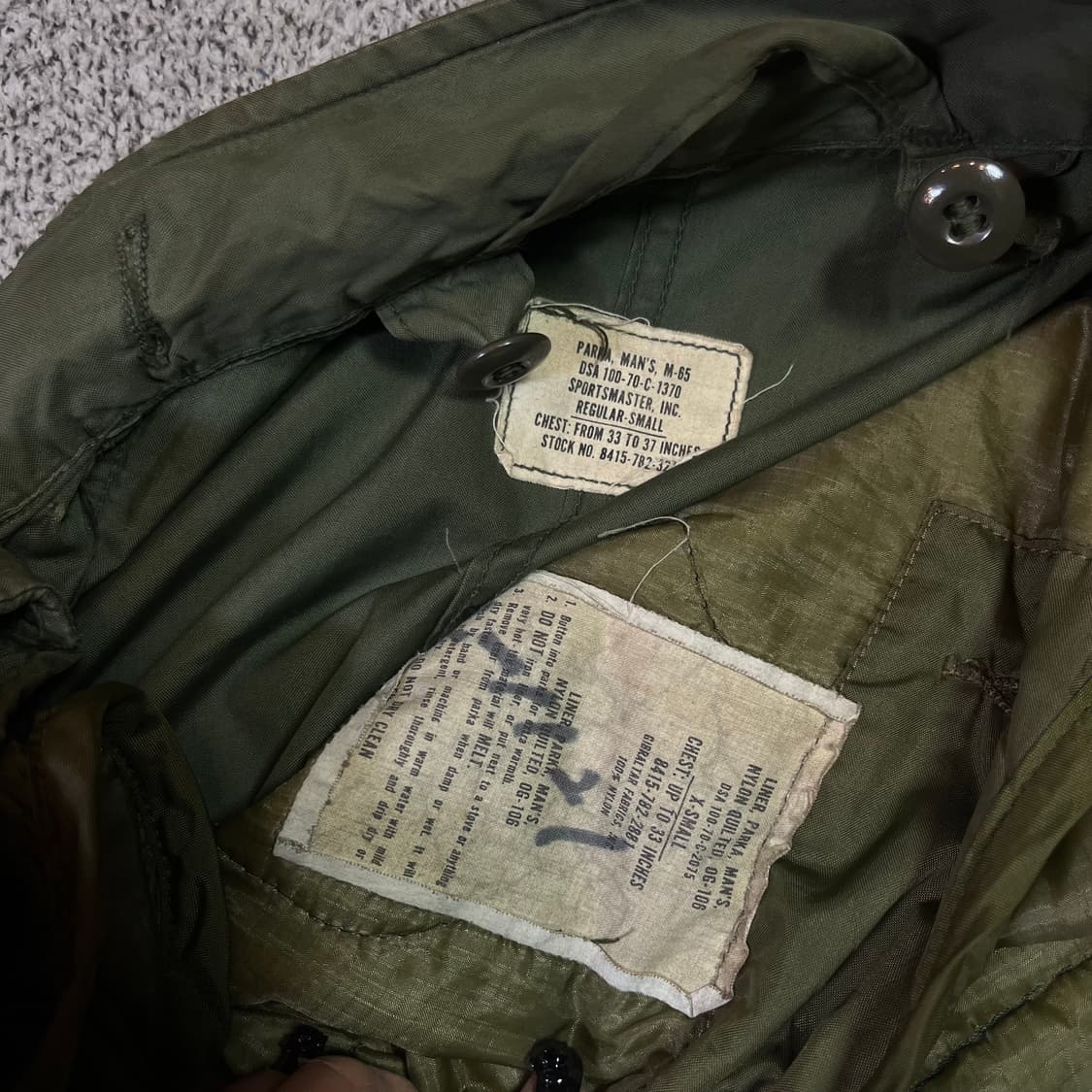 U.S 밀리터리 M-65 오리지널 개파카  상품이미지8