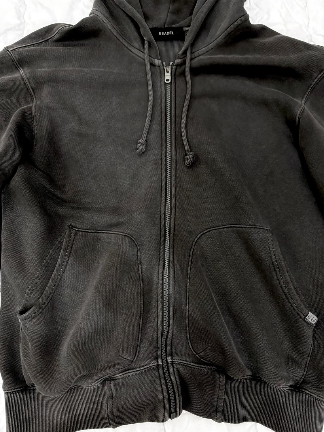 비이커 가먼트다잉 후드집업 그레이 상품이미지4