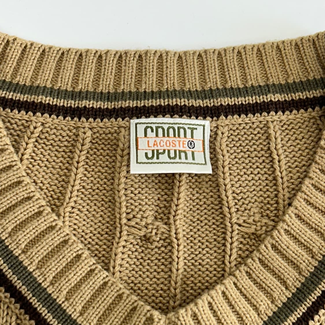 Lacoste 라코스테 베이지브라운 브이넥 니트 상품이미지5
