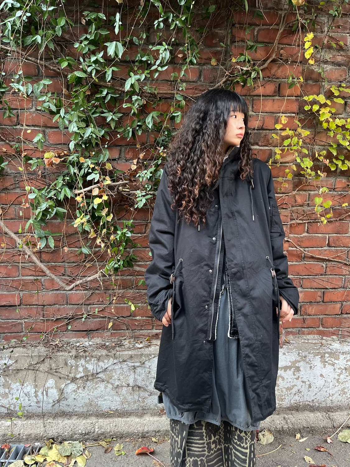 블랙 2way 롱 야상 아우터 상품이미지3