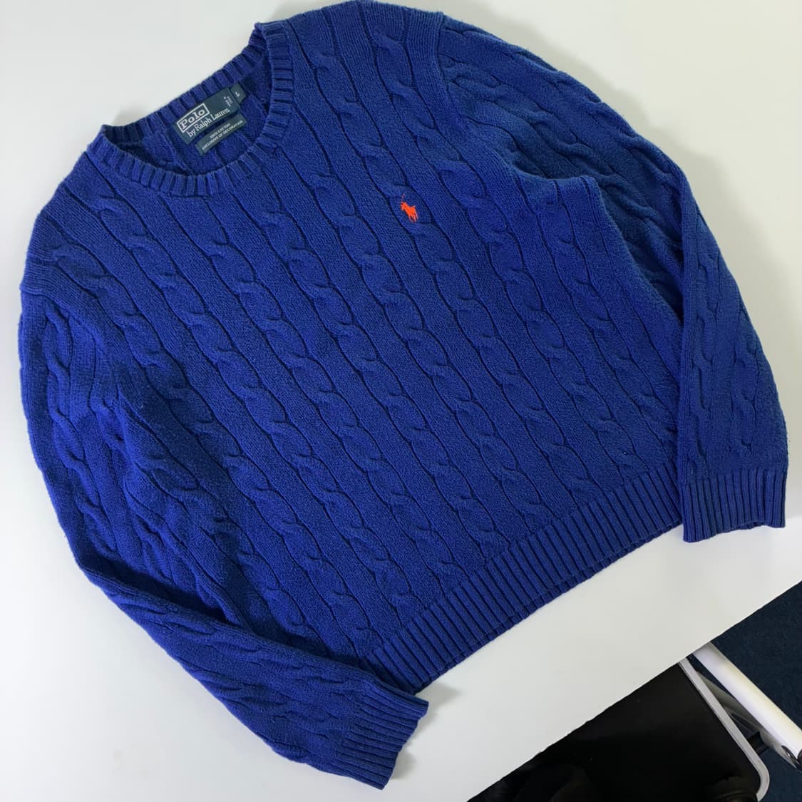 Polo  폴로 랄프로렌 자수 코튼 블루 꽈배기 니트  상품이미지2