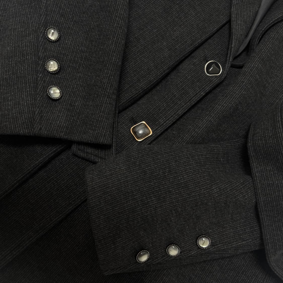 쿠오세 kuose 블레이저 자켓 타이 울 모직 아우터 차콜 상품이미지5