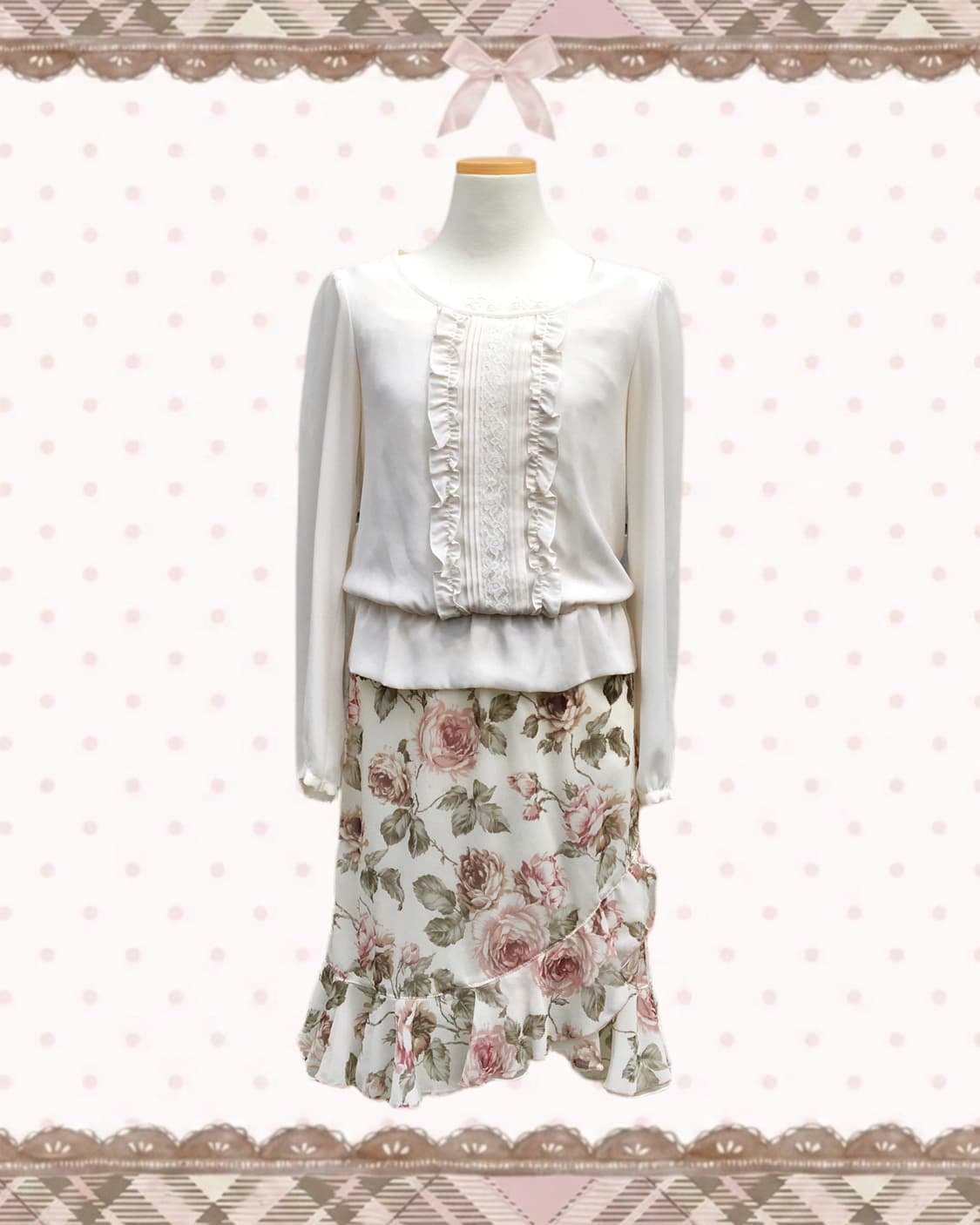 레스트로즈 플로럴 아이보리 스커트 상품이미지2