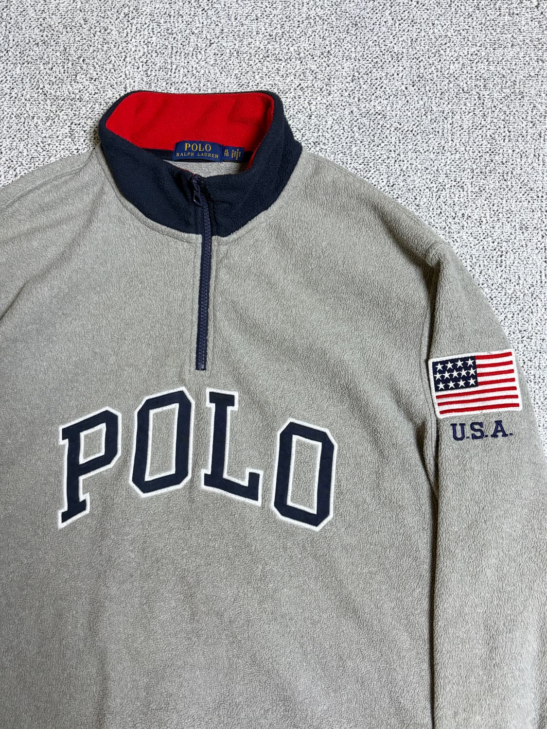 폴로 랄프로렌 빅로고 성조기 반집업 후리스 상품이미지3