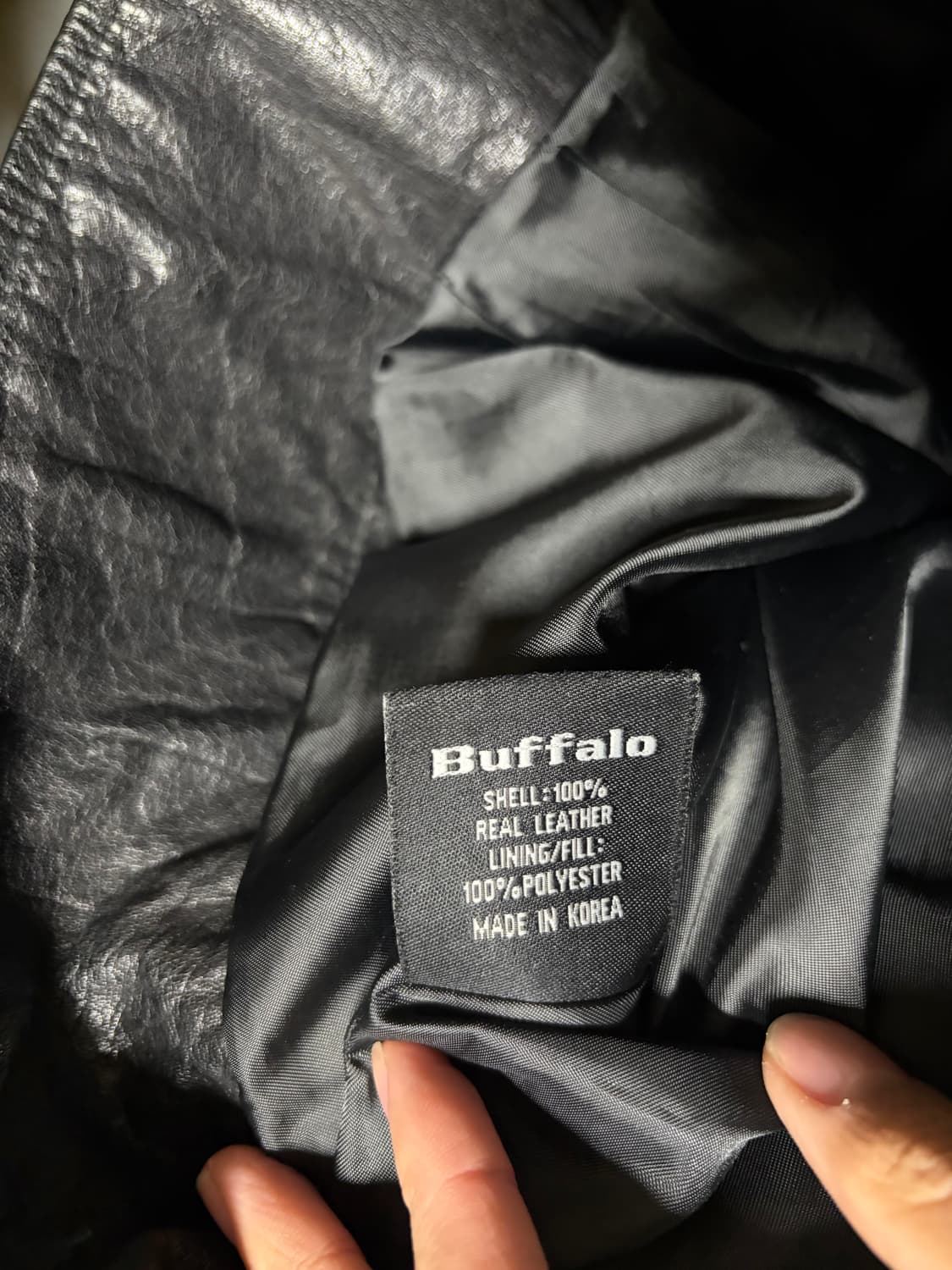 레이어드 더블 하이넥 버팔로 레더 자켓 상품이미지9