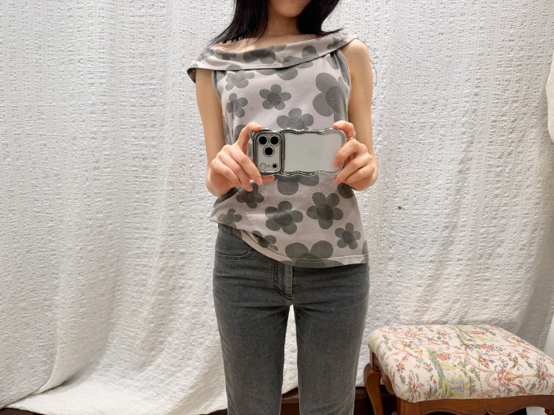 grey floral sleelveless 상품이미지1