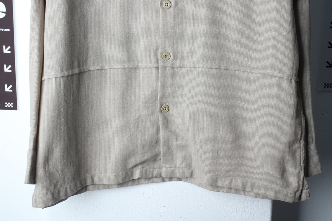 (M-XL) 인사일런스 셔츠 남방 베이지 무지 울 디테일-H32776 상품이미지4