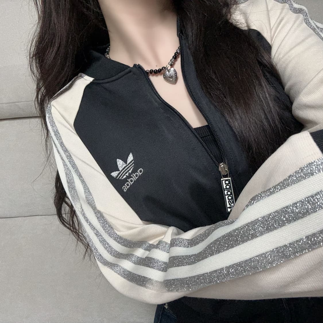 아디다스 오리지널 슈퍼걸 반짝이 트랙탑 져지 상품이미지1