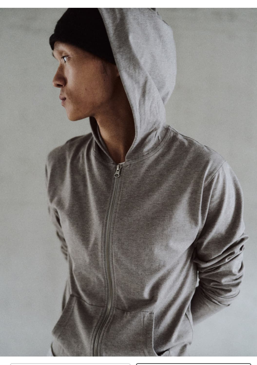 Textured hoodie zip warm grey 3 상품이미지1