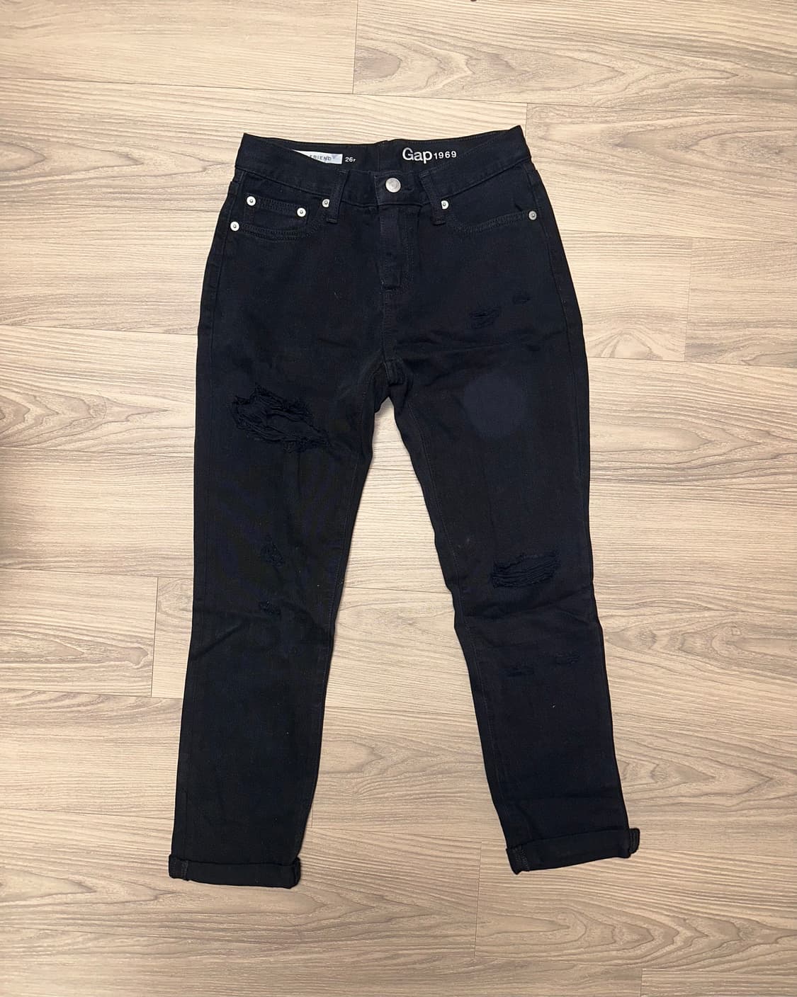 Gap 로우라이즈 일자핏 블랙데님팬츠 상품이미지1