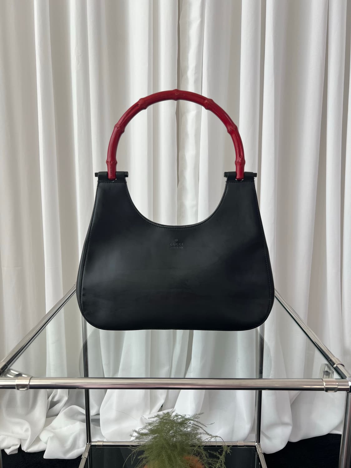 구찌 x 톰포드 블랙 레더 뱀부 핸들 호보백 상품이미지2