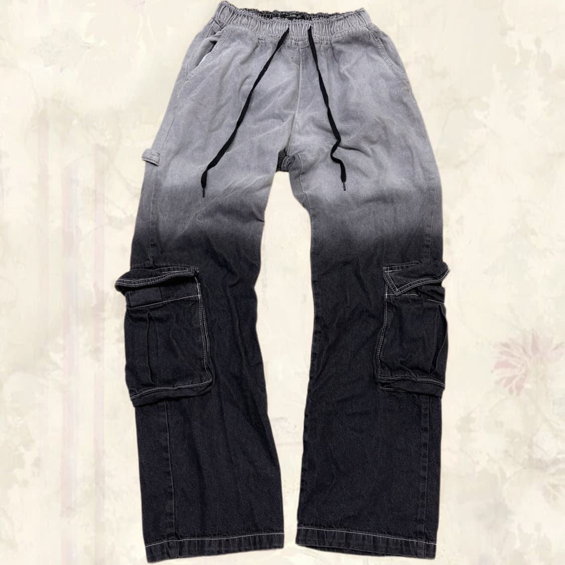 (이체시에눌) 일본 Glamor 펑크 브랜드 블랙 그라데이션 카고 팬츠 상품이미지1