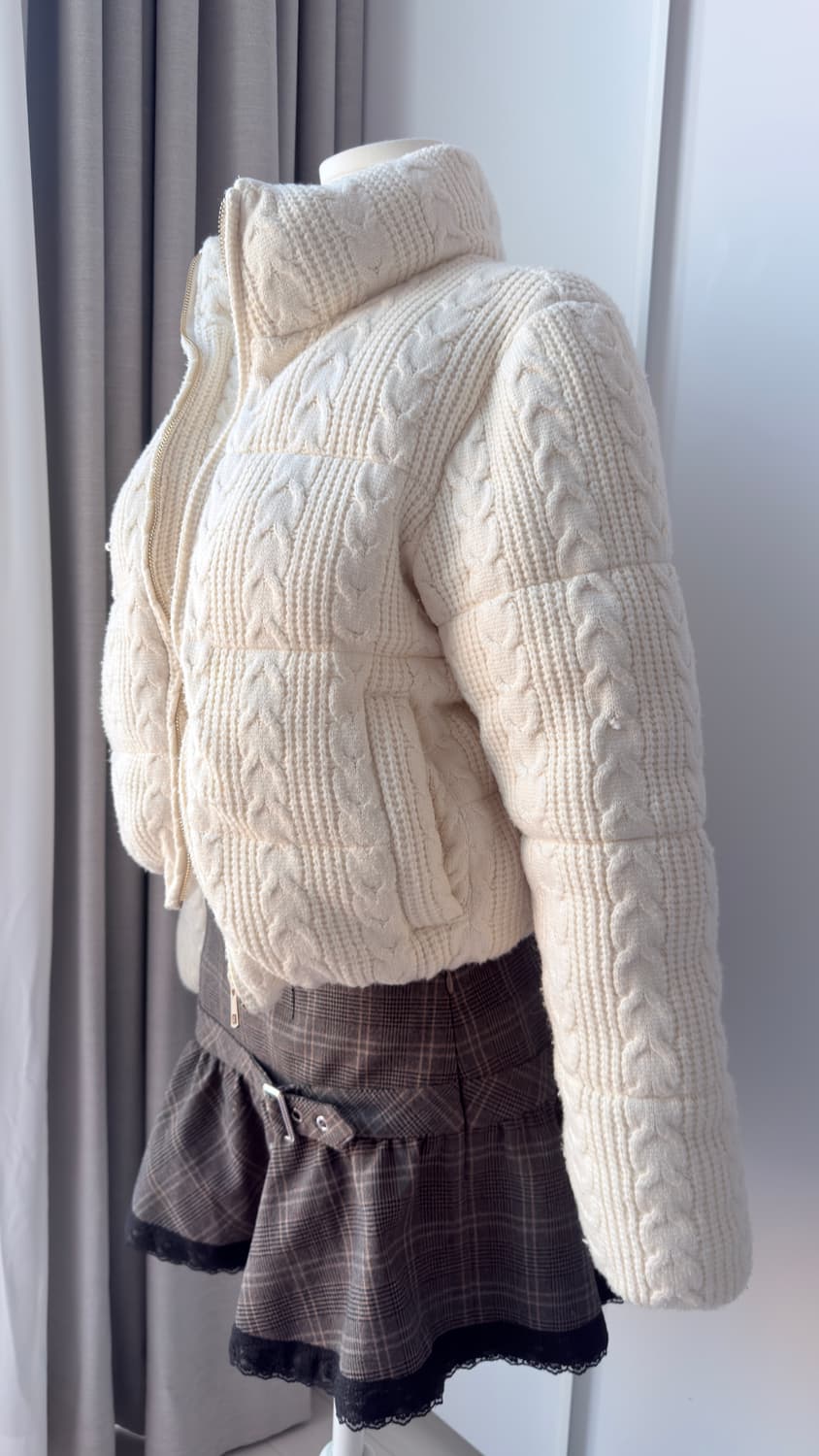 자라 니트패딩 아이보리 S 상품이미지2