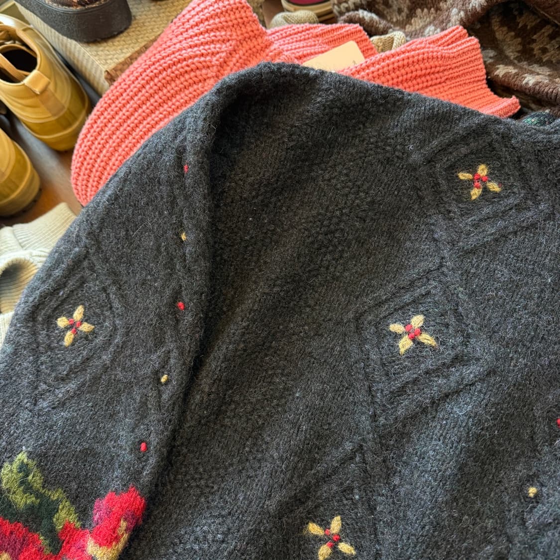 엘엘빈 퓨어뉴울 플로럴 니트 스웨터 L 상품이미지4