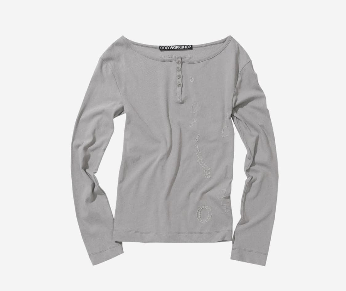 오들리워크샵 스티치 헨리티 Stitch Henley Tee Dim 상품이미지1