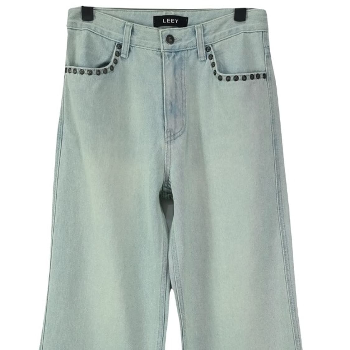 [LEEY YEEL] 아이스워싱 스터드 리벳 와이드 데님팬츠 M19815 상품이미지4