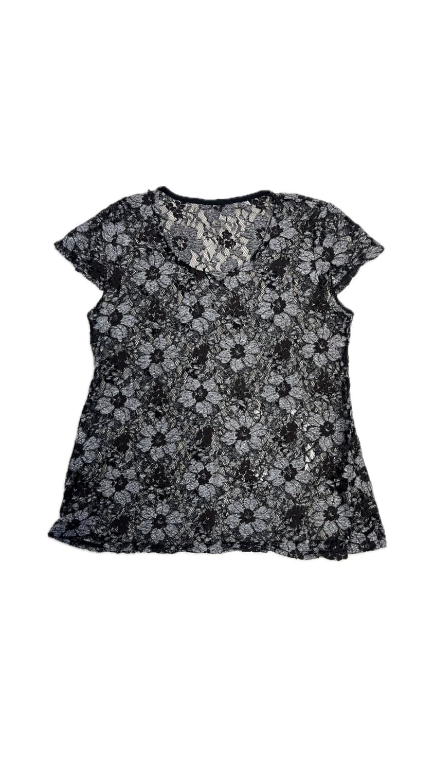 빈티지Vintage Black floral lace overlay top 상품이미지1