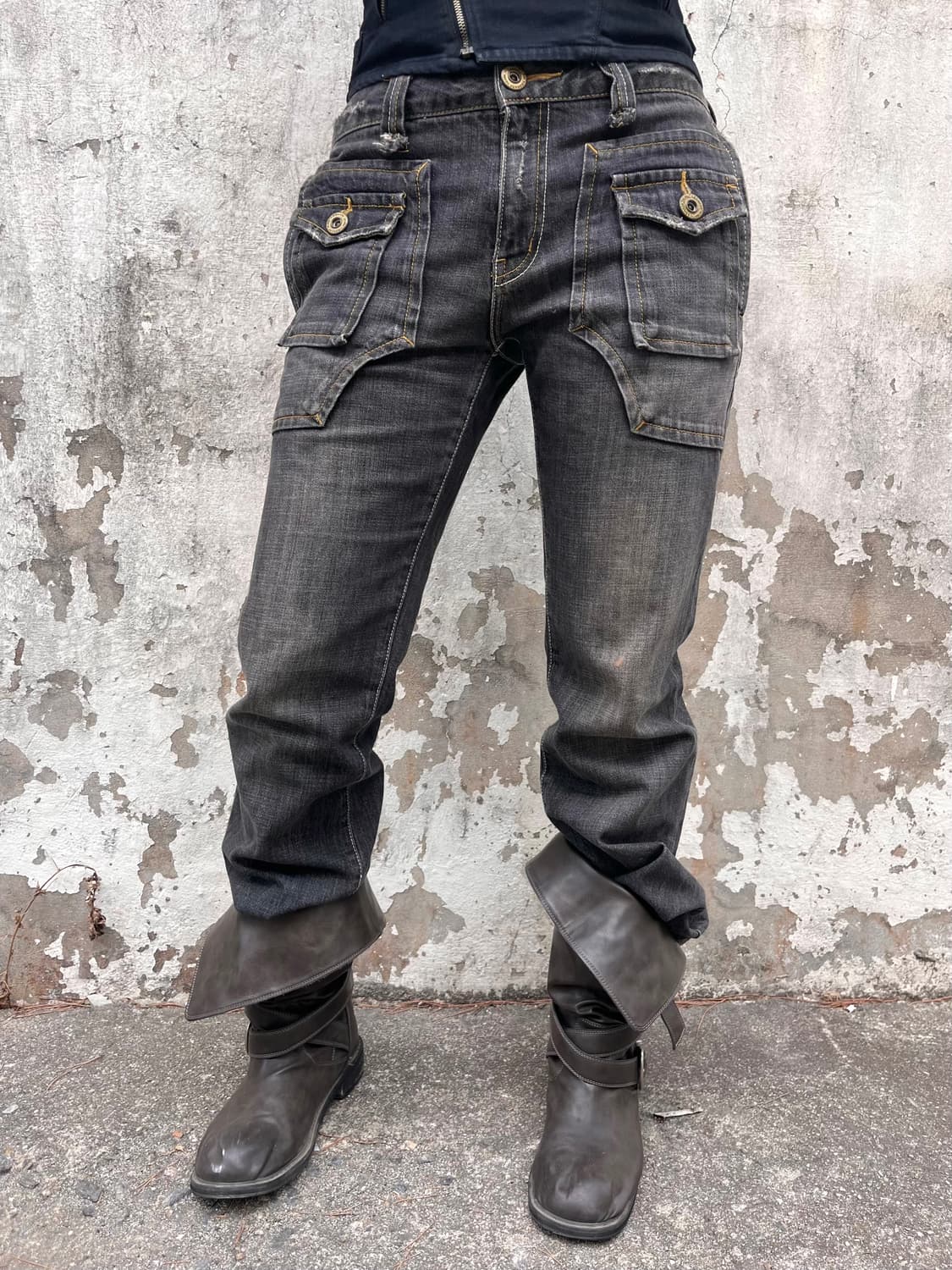 키스마크 일본 빈티지 차콜 부츠컷 청바지 상품이미지2