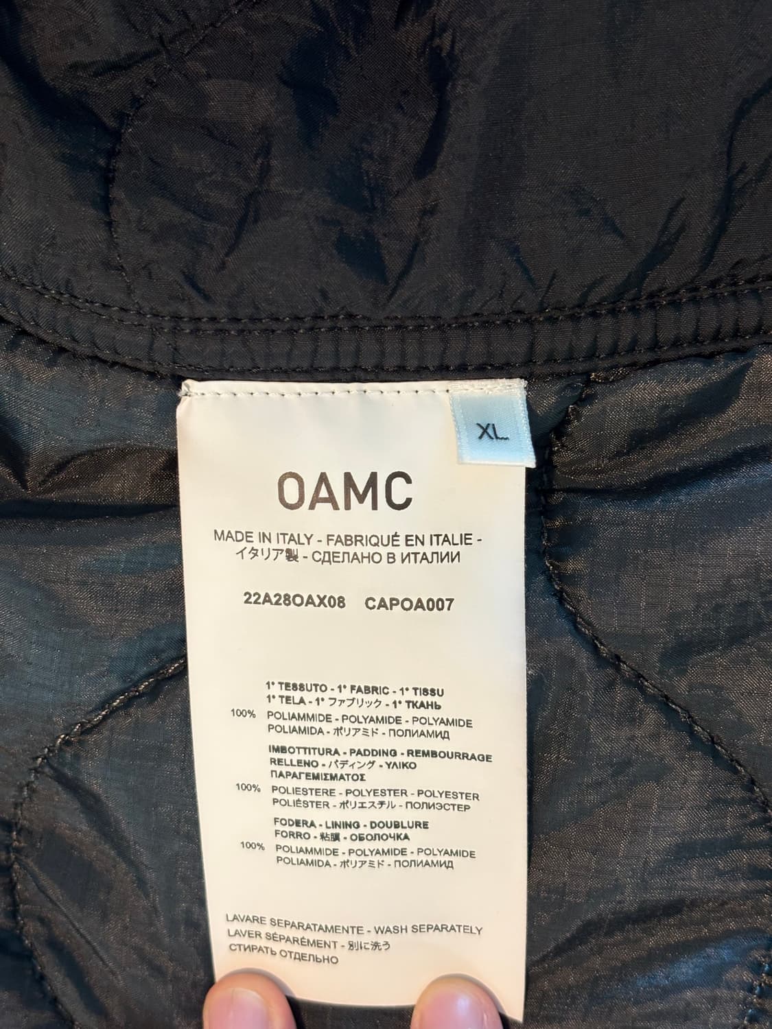 OAMC 리 워크 지퍼 라이너 퀼트 패딩 재킷 - 블랙 상품이미지4