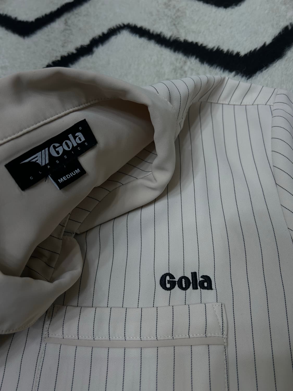 [M]Gola 오버사이즈 스트라이프 반팔 셔츠/핑크베이지 상품이미지3