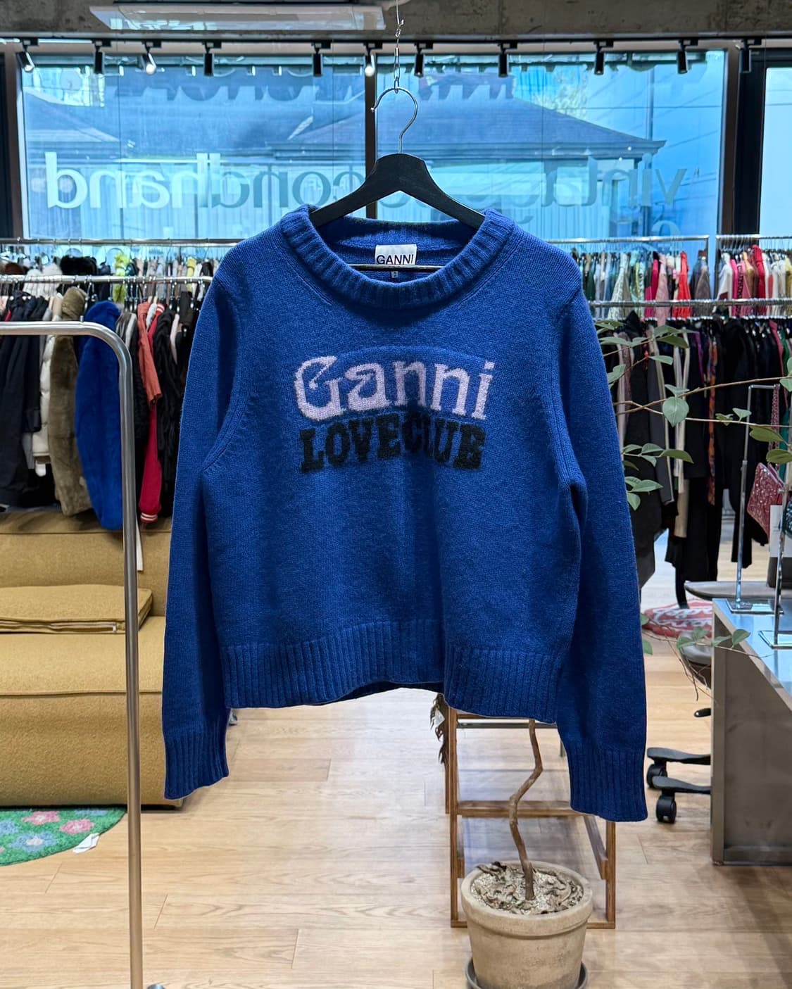 가니 블루 그래픽 오넥 풀오버 니트  상품이미지1