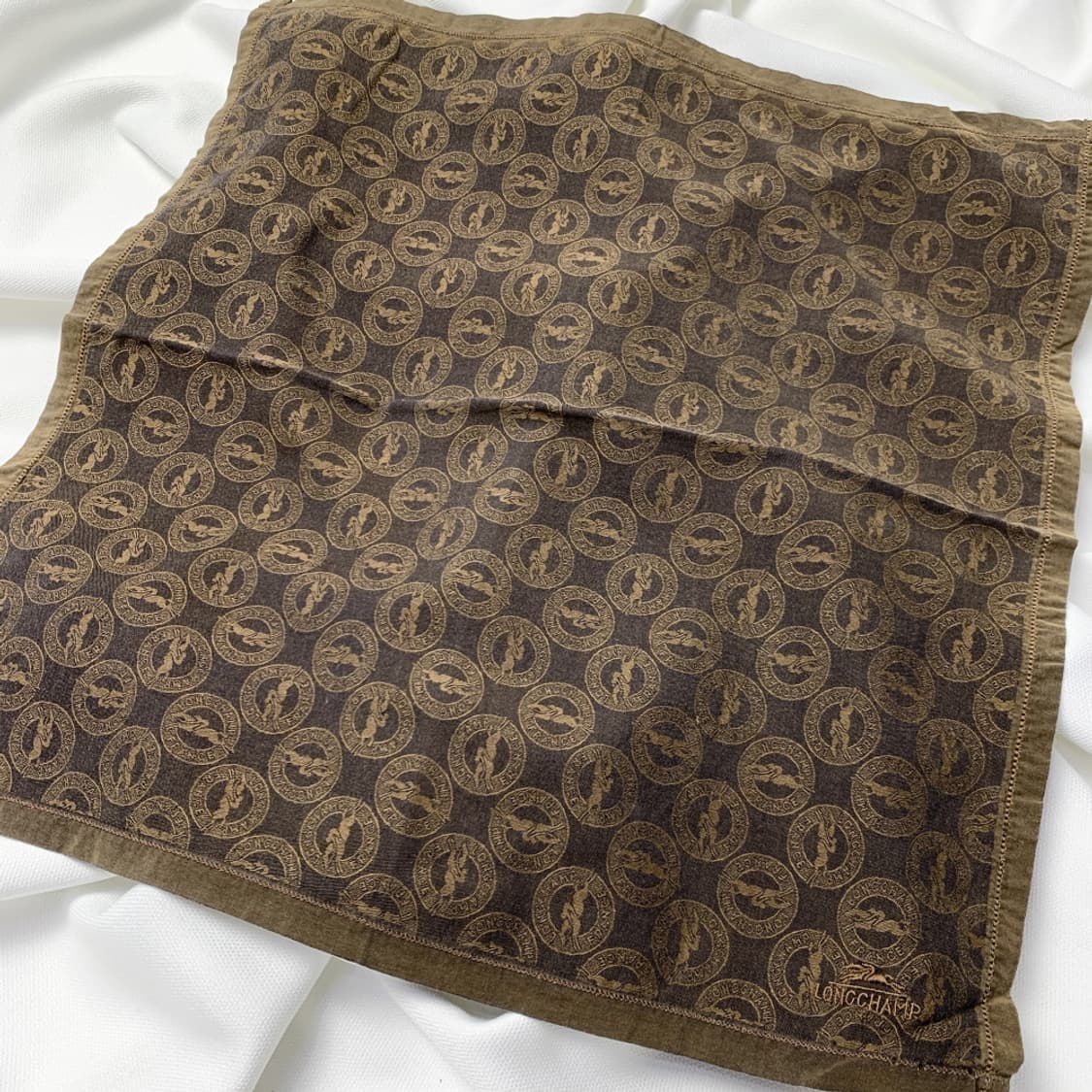 [정품] LONGCHAMP 롱샵 로고 빈티지 쁘띠스카프 손수건 상품이미지1