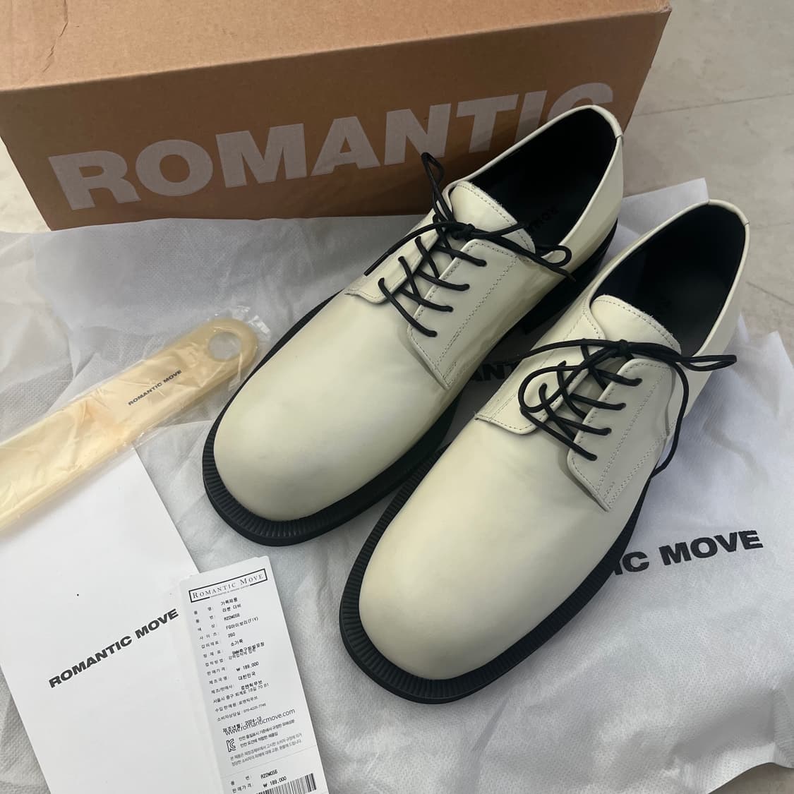 새상품(260)로맨틱무브 라분 더비슈즈 FG아이보리 상품이미지2