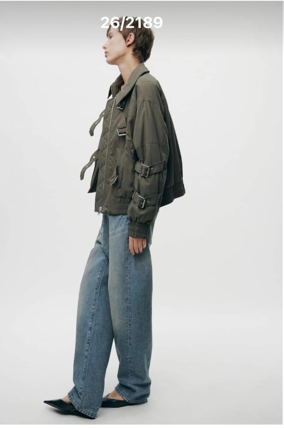 ZARA 자라 탭 버클 벨트 포인트 카키 봄버자켓 S 상품이미지3