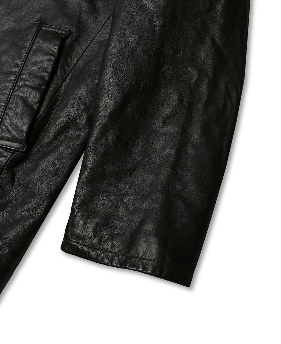 꼬르넬리아니 [Corneliani] 블랙 레더 럭셔리 이태리 하프 코트 상품이미지4