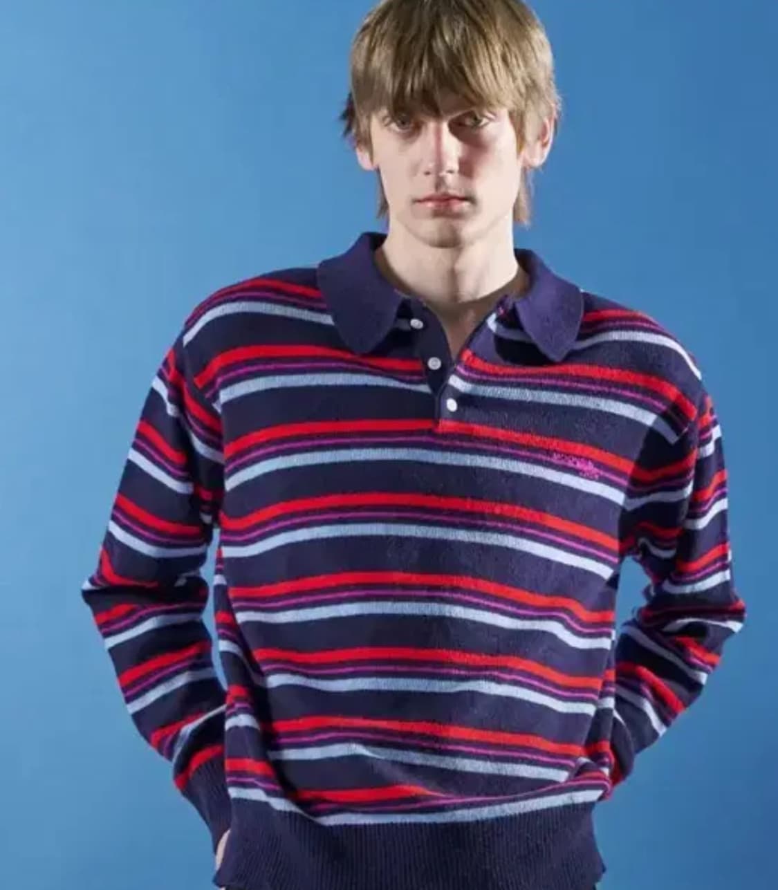 MOONSUN 스트라이프 카라 니트 M 상품이미지1