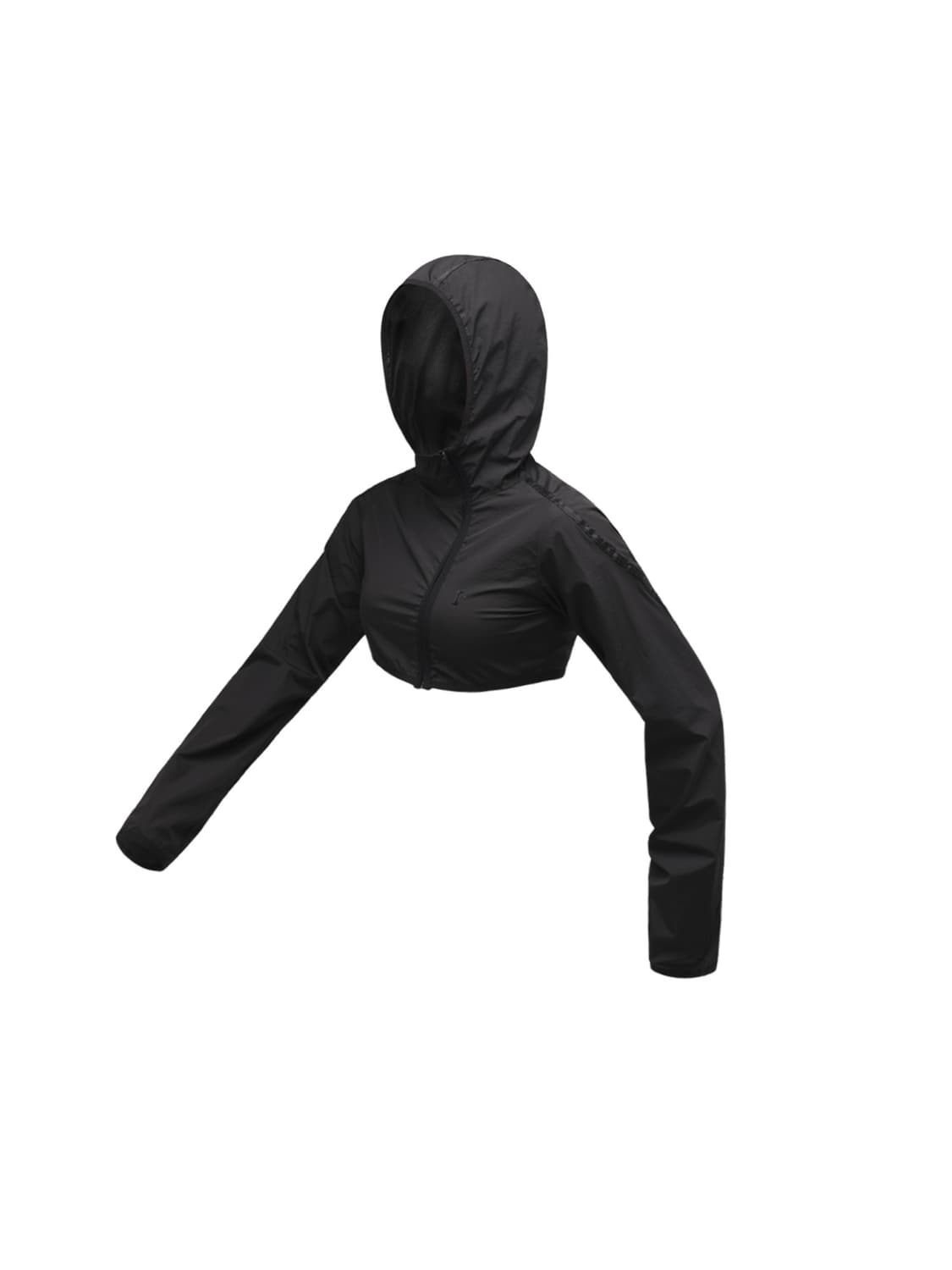 오호스 블랙 후디 볼레로 맥시 투피스 크롭 바람막이 자켓 상품이미지1