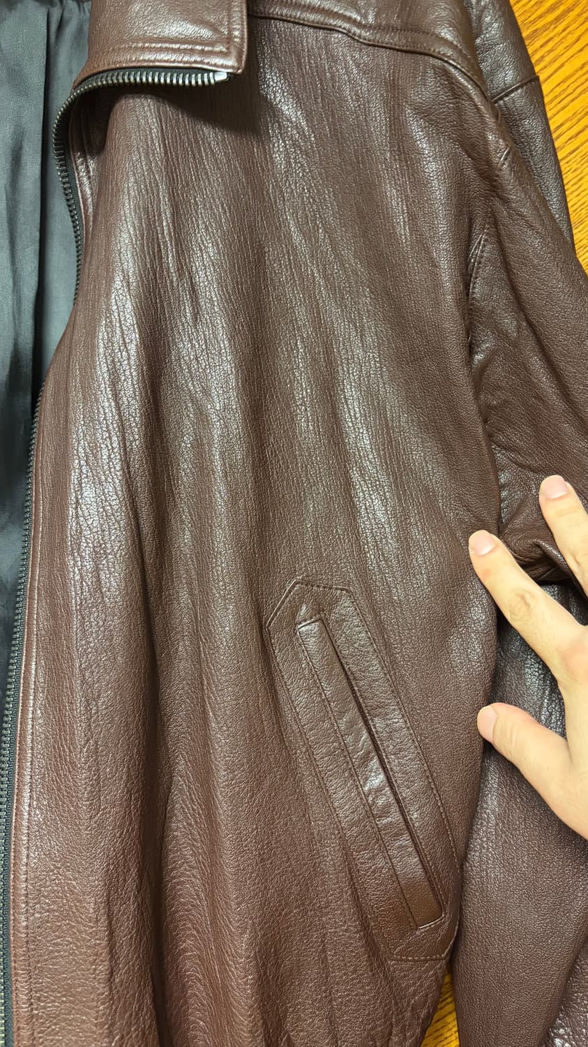 렉토 하이넥 가죽점퍼 브라운 XL 상품이미지2