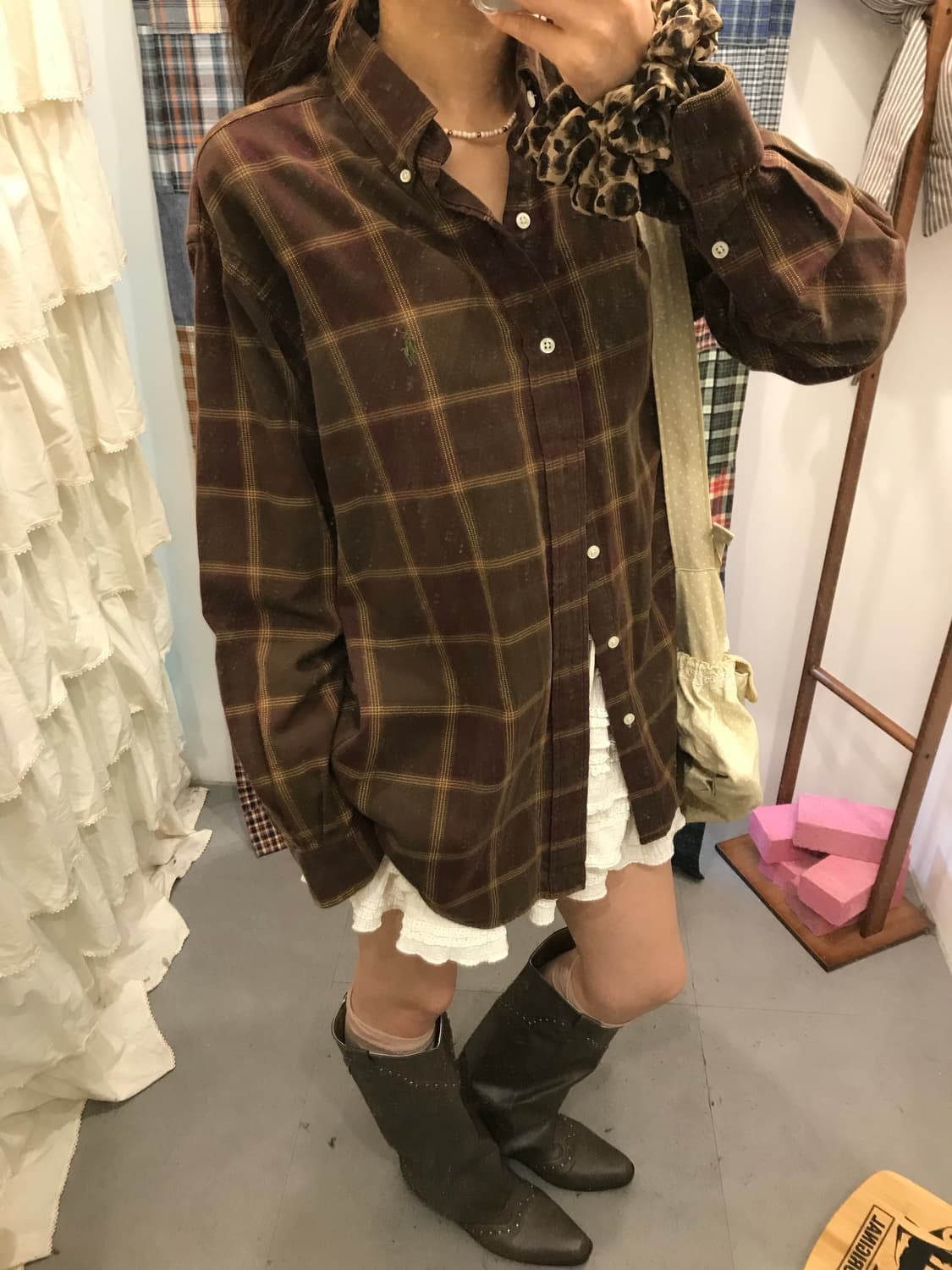 폴로 브라운 체크셔츠  상품이미지6