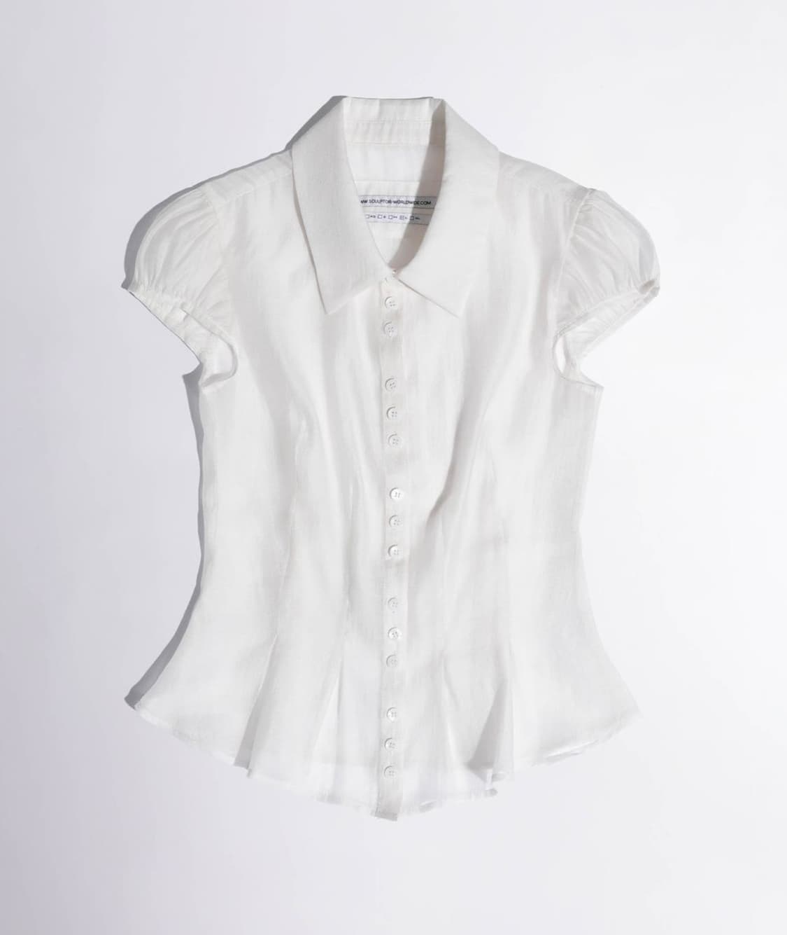 스컬프터 시스루 반팔 블라우스 화이트 M 상품이미지3