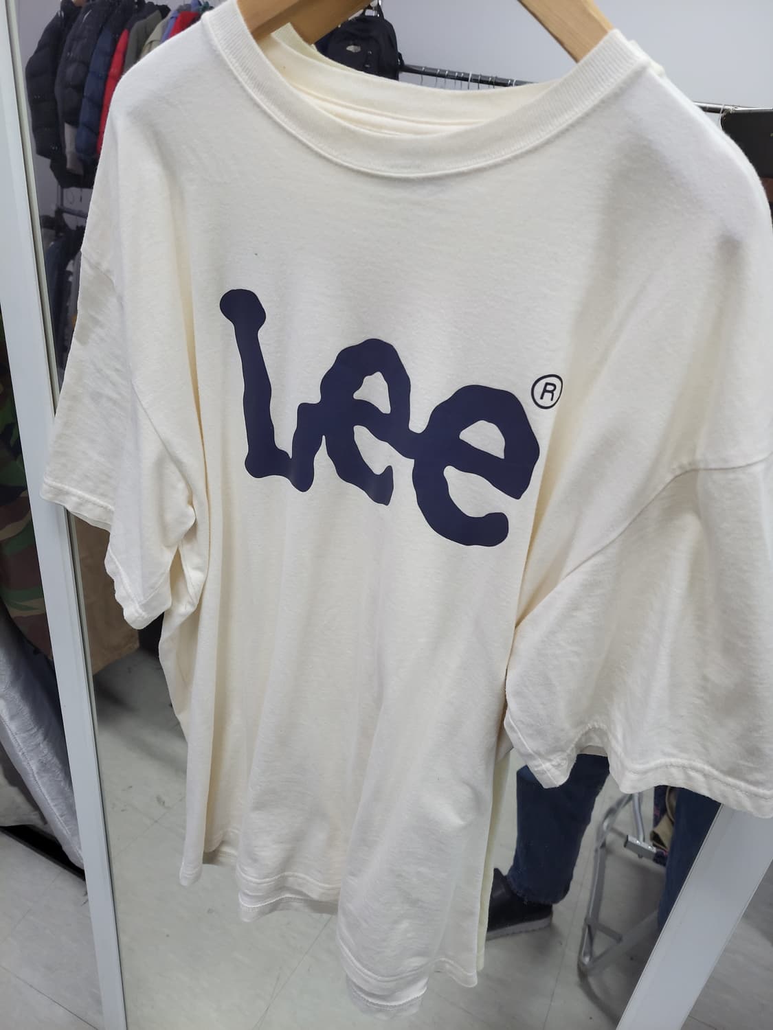 리 빅로고 연아이보리 반팔 xl 상품이미지4