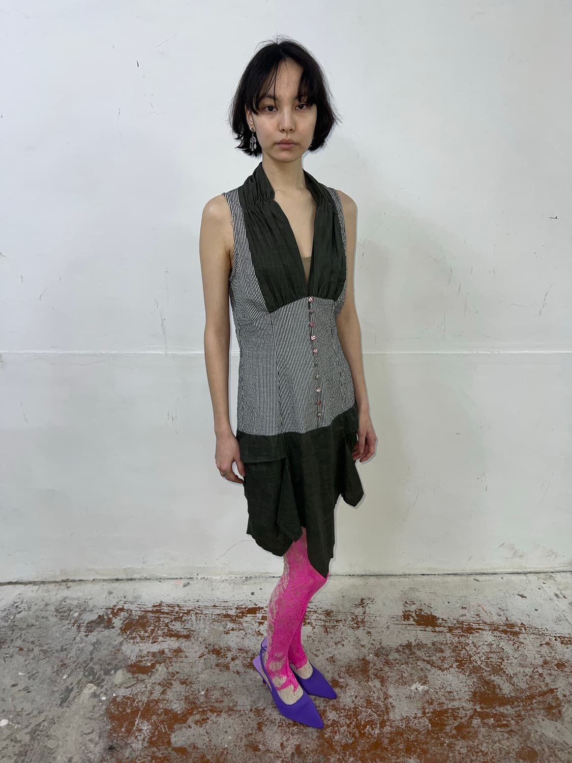 Vintage St-Martins 믹스드 패브릭 자수 드레스 (Copin 상품이미지1