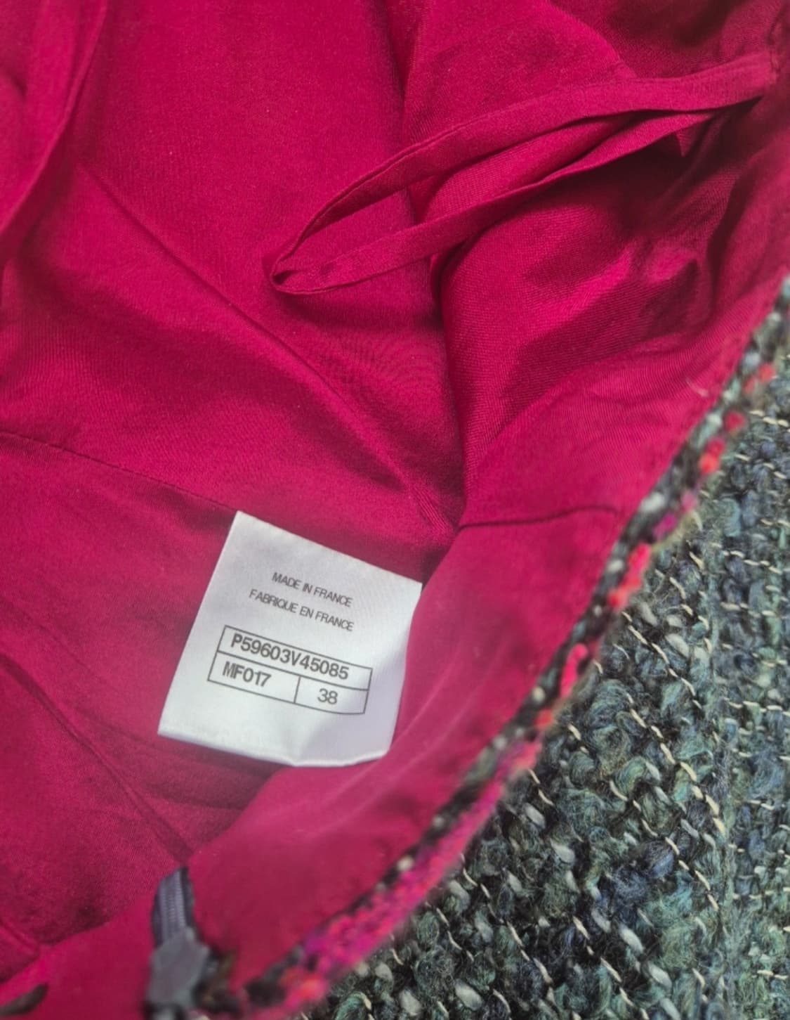 정품 샤넬 샘플 트위드 스커트 울 실크 26 27 55 상품이미지5